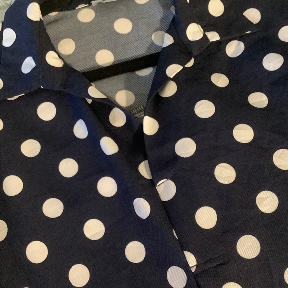 Navy/White Polka Dot PopOver Shirt M - Picture 5 of 8